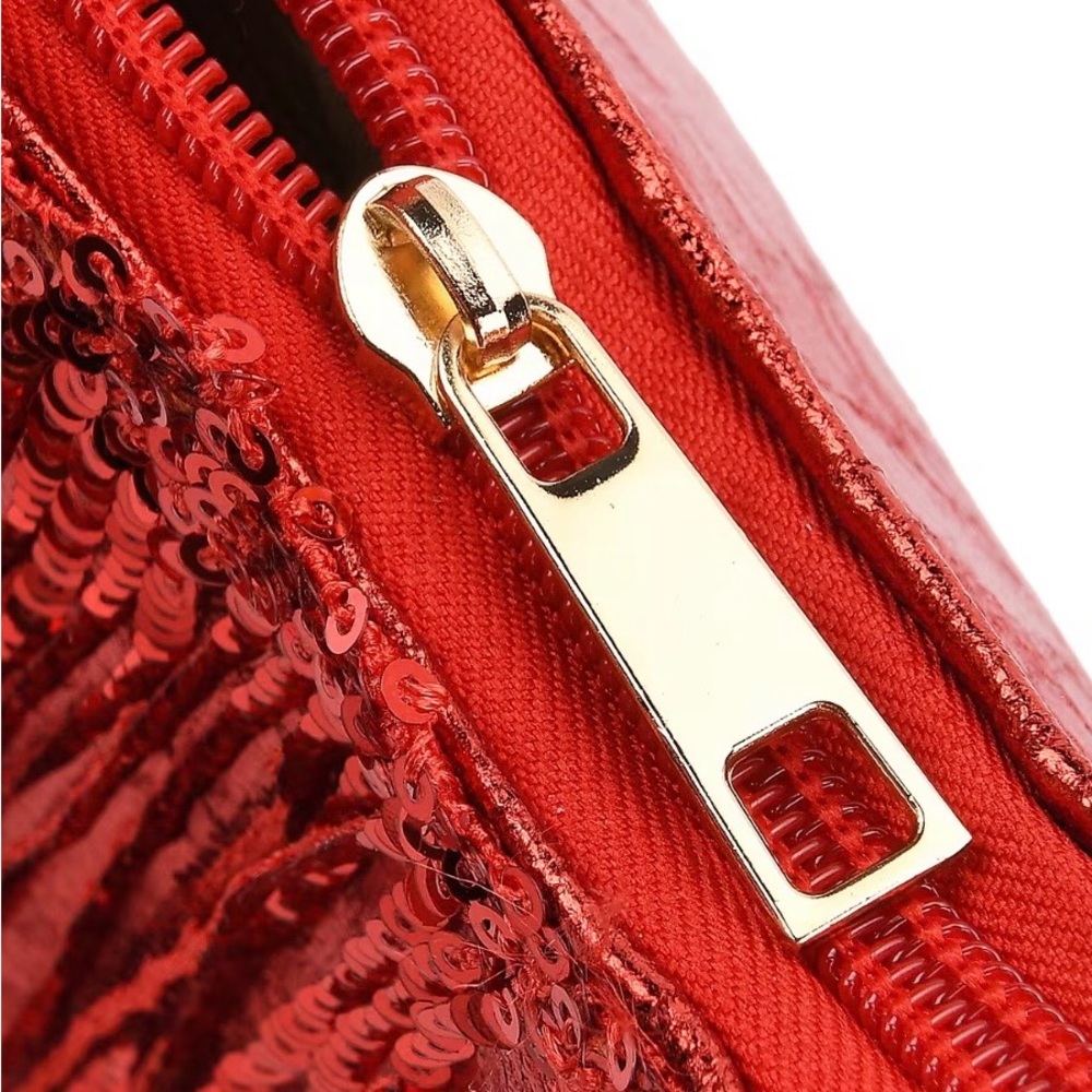 Red Sequin Fringe Shoulder Bag New - Picture 6 of 7